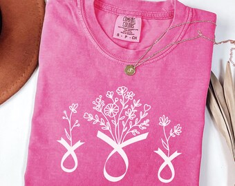 Camiseta Comfort Colors con estampado floral contra el cáncer de mama, camiseta para luchadores contra el cáncer, regalo para supervivientes de quimioterapia, camiseta de concienciación sobre el cáncer de riñón.