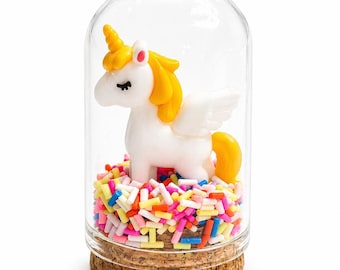 Magical Unicorn Dome | Colorful Mini Unicorn | Glass Display Dome