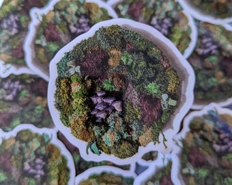 Oyster mushroom embroidery sticker
