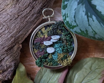2" ** CUSTOM ** Mushroom/Moss Embroidery