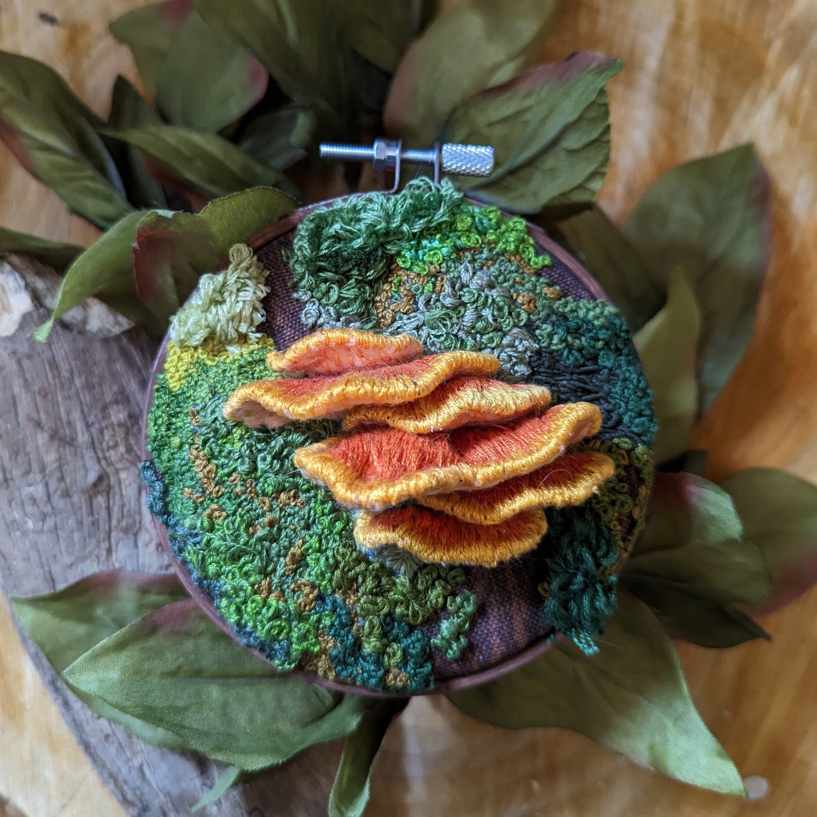 DIY Chicken of the Woods Mushroom Stumpwork Embroidery Kit Complete Kit