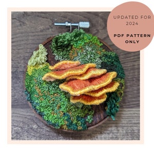 DIY Chicken of the Woods Mushroom Stumpwork Embroidery PDF pattern ONLY *updated version for 2024*