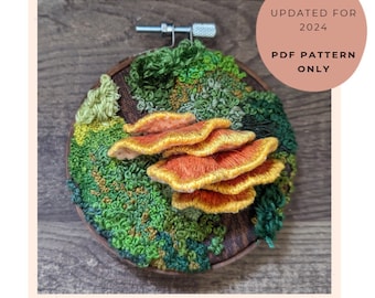 DIY Chicken of the Woods Mushroom Stumpwork Embroidery PDF pattern ONLY *updated version for 2024*