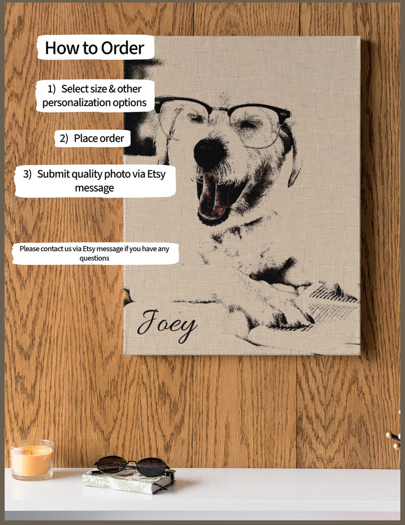 Custom Pet Portrait Canvas Art Gallery Photo Personalized Gift Etsy