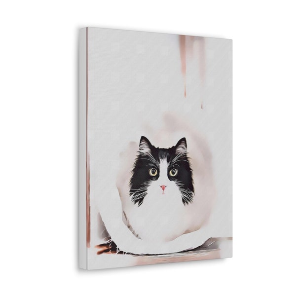 Custom Cat Portrait Canvas from Photo Painting Personalized Cartoon Kitten Wall Art My Pet on Customizable Print Gifts for Cat Dog Lovers