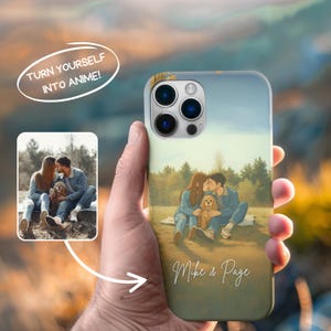 Custom Anime Phone Case | Studio Ghibli style Art for Families, Couples & Pets, Anime from Photo, Custom Cartoon Portrait Gift, iPhone Cases