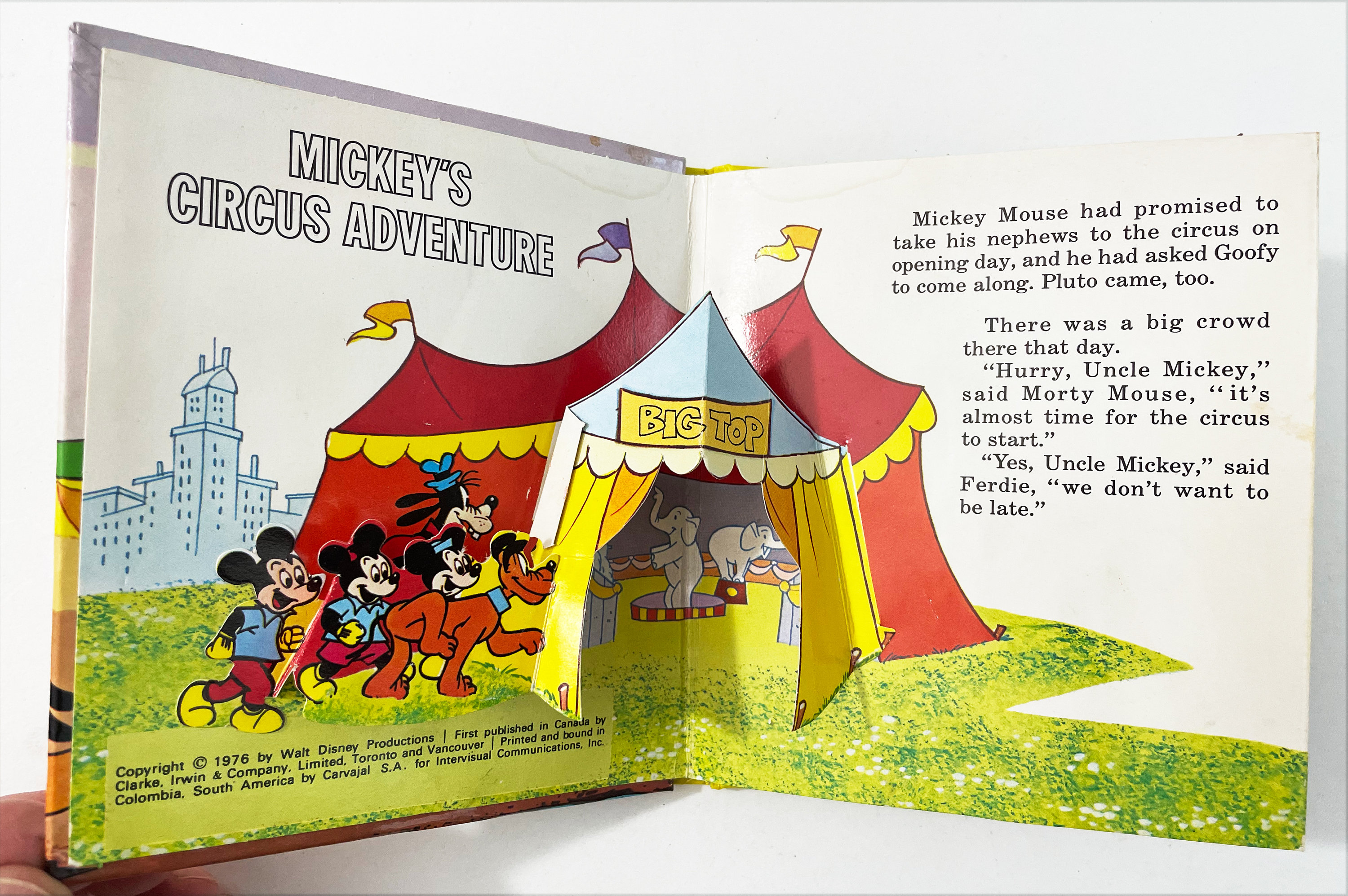 Mickey's Circus Adventure Mini Pop-up Book - 1976 - Vintage