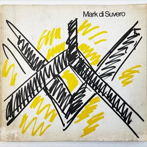 May include: A black and white abstract drawing with yellow lines on a white background. The title "Mark di Suvero" is printed at the top of the image.