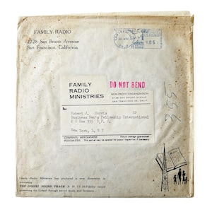 Disco Gospel Disquete do Ministério de Rádio Familiar com Selo Postal de 1964