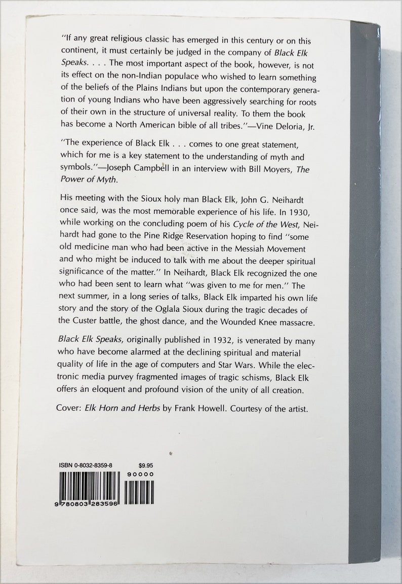 Black Elk Speaks 1988 Vintage Book Etsy