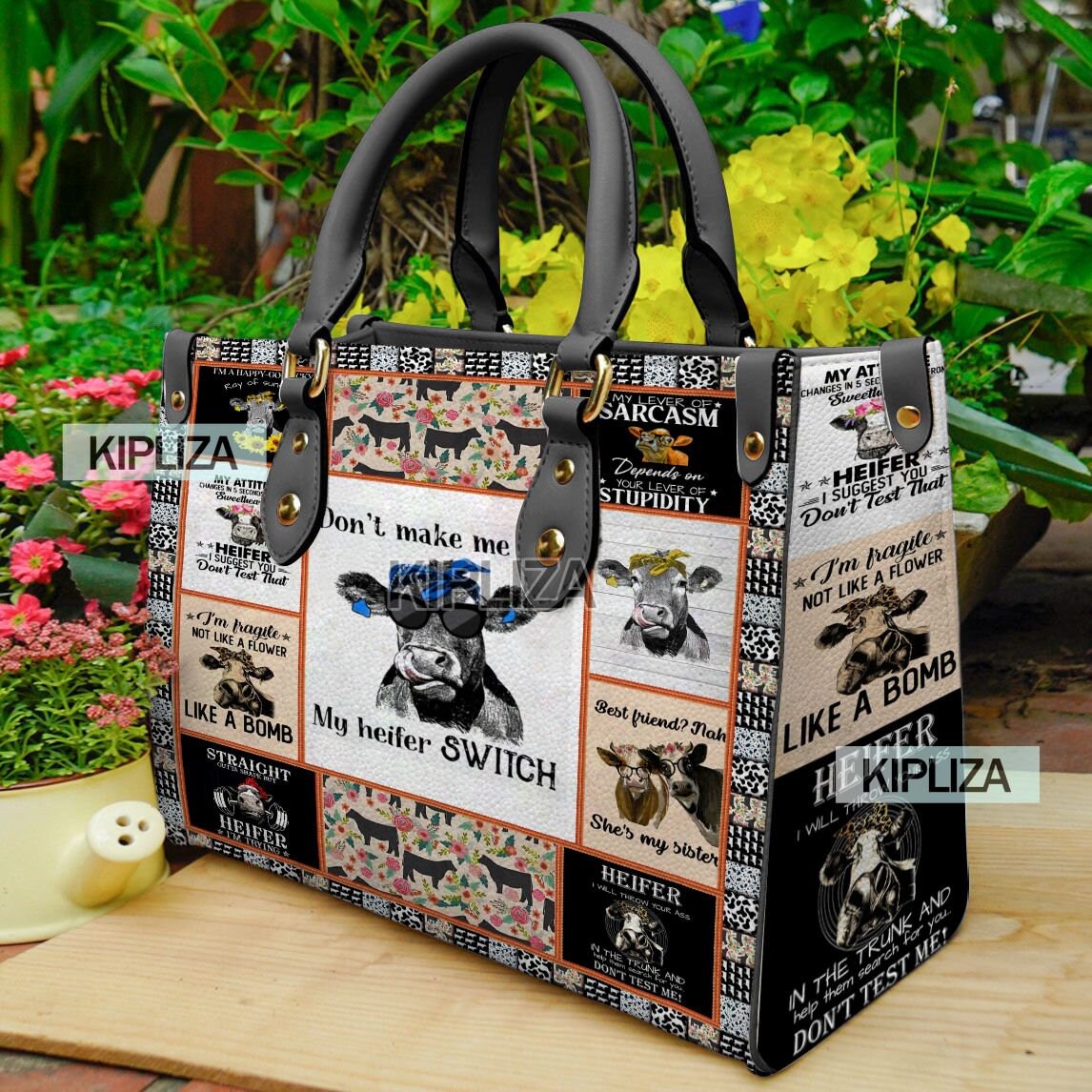 Vintage Cow Handbag, Vintage Cow Leather Bag, Vintage Cow Shoulder Bag