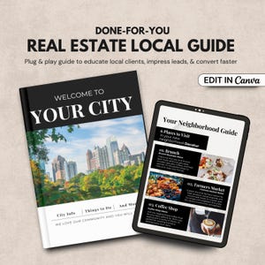Local City Guide, Real Estate Relocation Guide, New City Travel Guide Template, Welcome to Your City Guide, Real Estate Marketing Templates