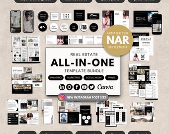 Luxury Real Estate All-In-One Bundle, Branding Kit for Real Estate, Social Media Posts for Realtors, Real Estate Marketing Templates, NAR