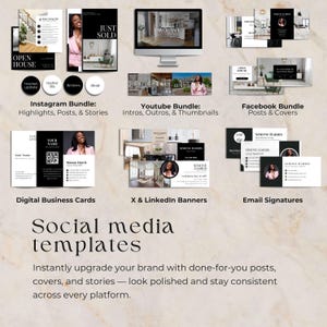 Paquete integral de bienes raíces de lujo, kit de marca para inmobiliarias, publicaciones en redes sociales para agentes inmobiliarios, plantillas de marketing inmobiliario, Canva imagen 2