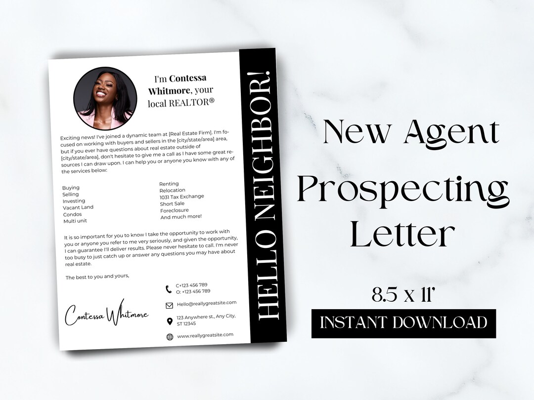 New Real Estate Agent Prospecting Letter Real Estate Etsy