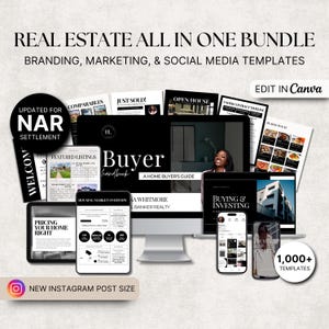 Pacchetto immobiliare di lusso All-In-One, kit di branding per il settore immobiliare, post sui social media per agenti immobiliari, modelli di marketing immobiliare, NAR