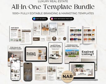 Kit de marca inmobiliaria, guía para compradores y vendedores, plantillas para redes sociales, cartas para jornadas de puertas abiertas, marketing inmobiliario.