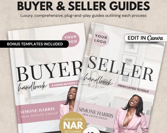 Pink Real Estate Templates, Home Buyer and Seller Guide Bundle, Listing Presentation for Real Estate Agents, Real Estate Marketing Templates