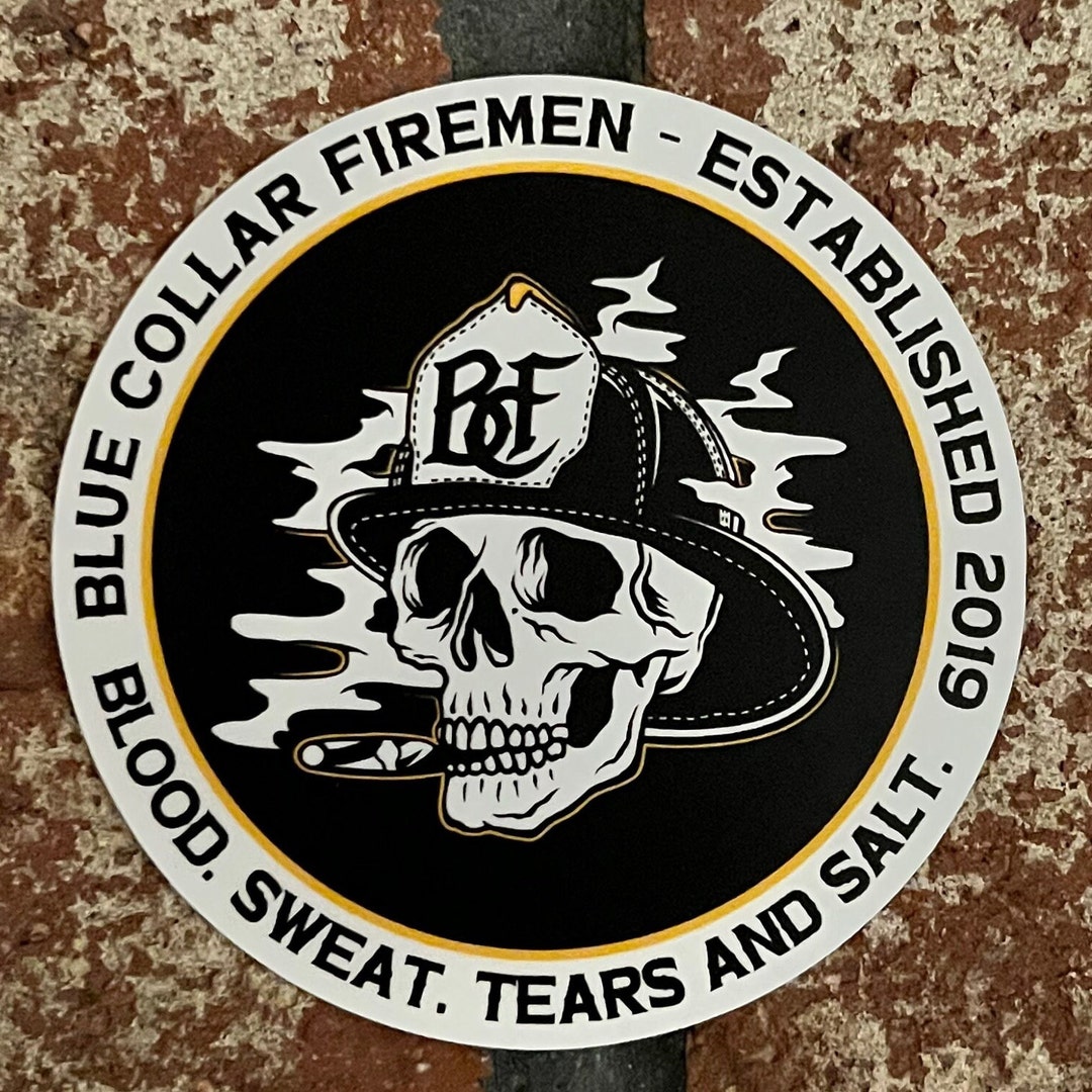 Blue Collar Firemen skull Firefighter Decal Helmet Decal Etsy