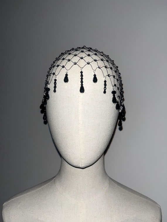 Bridal Pearl Net Headpiece Veil- Handmade 2 in 1 Wedding Bridal Cage Veil Fishing Net Mesh White Short  main image 4
