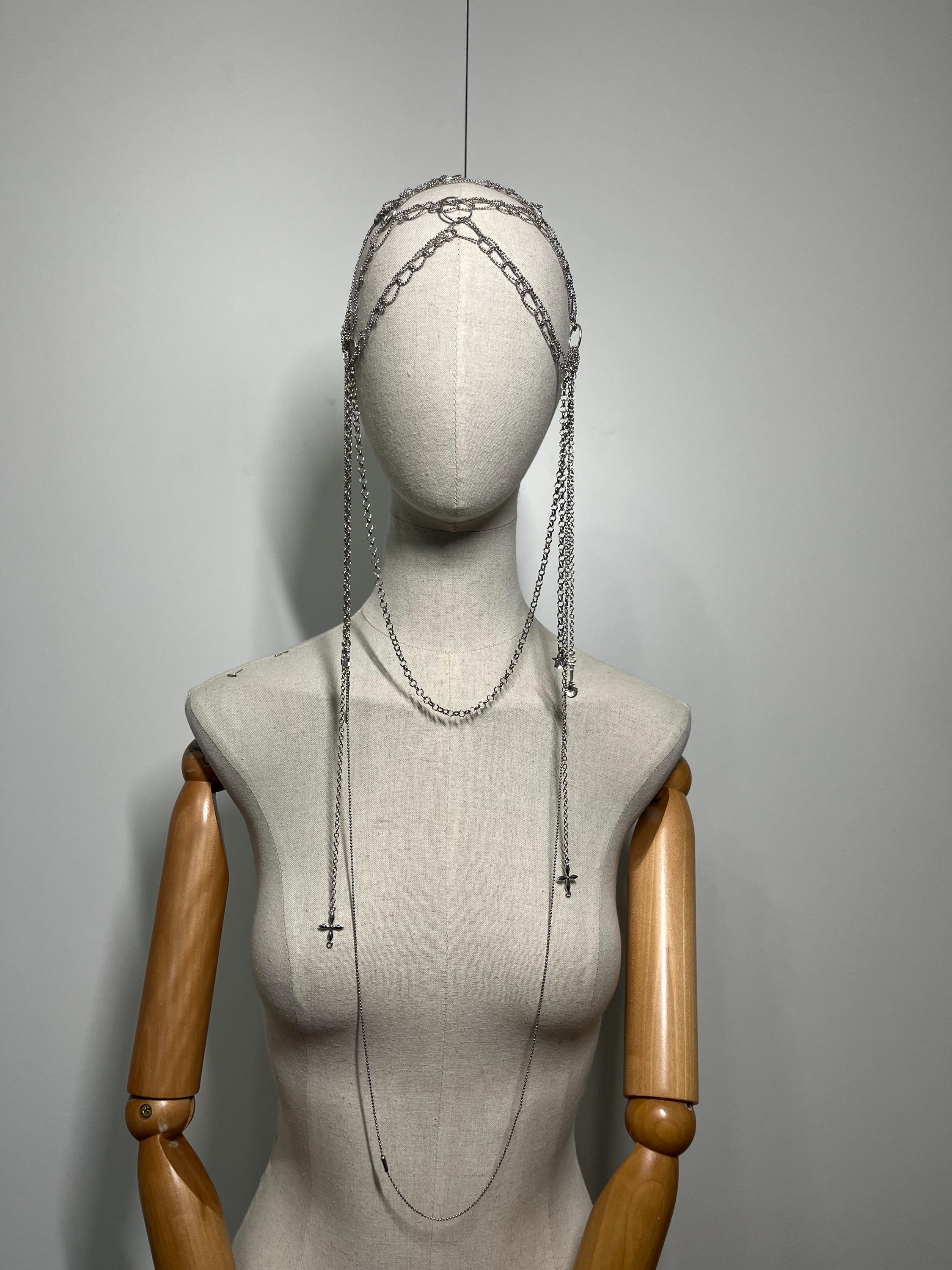 Elegant Handmade Metal Chain Headpiece with Pendants – Unique Statement Accessory