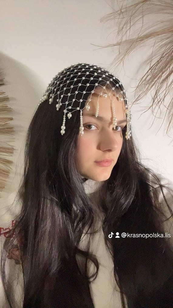 Couronne De Fleurs Avec Perles Pour Mariée Ou Fille - Accessoire Cheveux Blanc