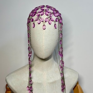 Fairycore Headpiece – Beaded Hair Chain for Bridal & Events. Handmade Bohemian Headpiece – Multicolor Crystal Hair Jewelry Boho Head Jewelry