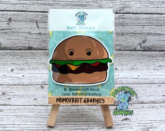 Kawaii Cheeseburger Vinyl Sticker: Foodie Laptop Decal