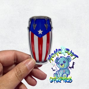 Puerto Rico Flag Conga Drum Vinyl Sticker: Boricua Pride