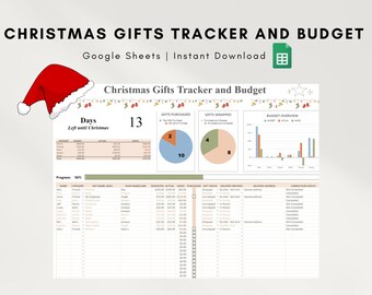 Christmas Gifts Tracker and Budget | Holiday Gifts Tracking Spreadsheet | Google Sheets | Holiday Gifts Tracker | Presents Budget Template