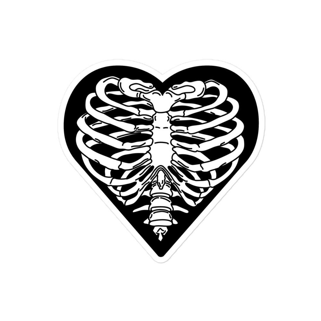 B/W Heart Rib Sticker Etsy