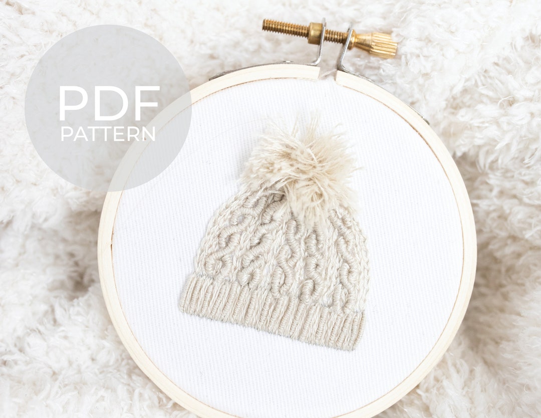 Cable Knit Hat Digital Embroidery Pattern - Etsy