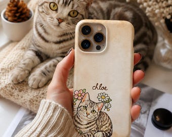 Catful phone case custom iphone case custom cat portrait, Aesthetic trending phonecase cat phone case, Monogram phone case, Anime lover gift
