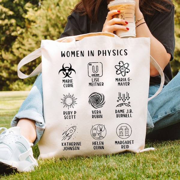 Women in Physics Ecofriendly Canvas Tote Bag Gifts Quantum Nuclear Physicists Radiography Particle Professor Teachers Student Major Graduate