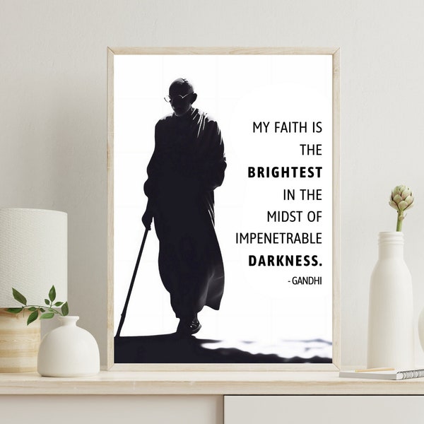 Mahatma Gandhi Poster Satyagraha Political Spiritual Leader Father of Nation Nonviolence Leader Gift Dad Boss Desi Hindu Motivation ArtPrint