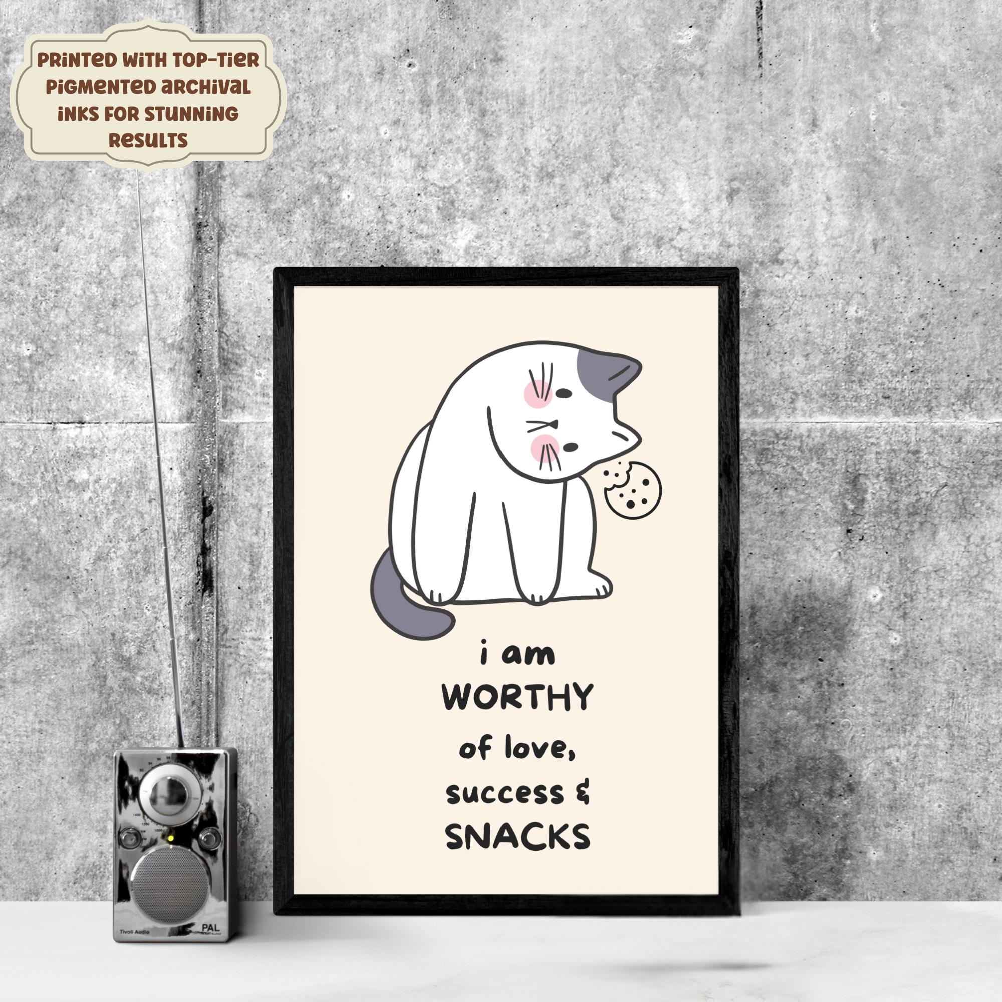 Positive Affirmation Poster | Funky Cat Art Print, Office Decor - Etsy