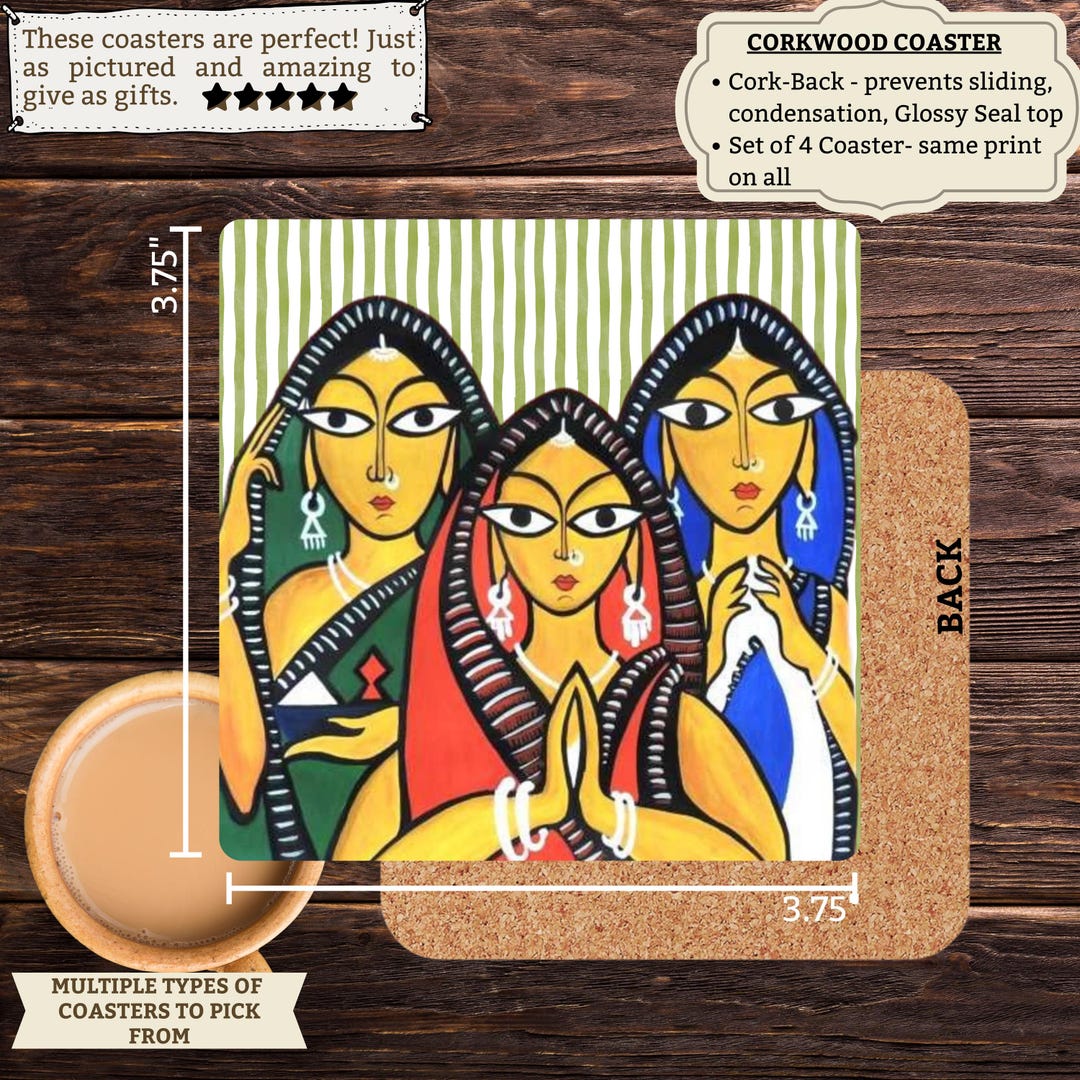Desi Art Coasters: Indian Housewarming Return Gift, Chai Lover - Etsy