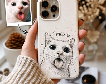 Catful phone case custom iphone case custom cat portrait, Aesthetic trending phonecase cat phone case, Monogram phone case, Anime lover gift