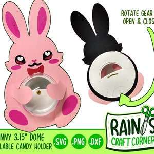 Bunny Refillable Dome Candy Holder SVG File - svg dxf and png - 3.15&quot; candy dome holder - Party favor nerdy candy holder