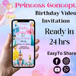 Princess Animated Invitation, Little Princess Birthday Invitation, Party Invitation Girls Birthday Invitation Party Animated Template