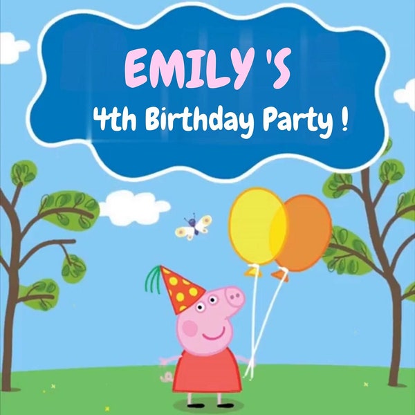 Video Invitation Peppa Happy Pig Birthday Video, Peppa Pig Animated Invitations, Pink Blue Pig Party, Kids Birthday Invite, Peppa Pig Invite