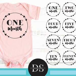 Baby Monatlicher Meilenstein svg, Baby monatlicher Meilenstein Runden SVG, Glowforge Cricut Shilouette, monatlicher Meilenstein für Baby svg, Baby Monat svg