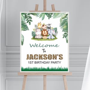 Safari Birthday Welcome Sign, Jungle Animals Birthday Sign, Wild One Birthday Boy Welcome Sign Template, Personalised Ready in 24 Hr