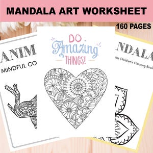 160 Mandala Coloring Pages, Mandala  Digital Coloring Worksheet, Printable Coloring Pages, Simple Mandala Designs To Be Filled In With Color