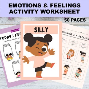 50 Pages Emotions Workbook for Kids, Social Emotional Learning, Worksheets for Kids, Mental Health, Emotional Regulation Kids Digital