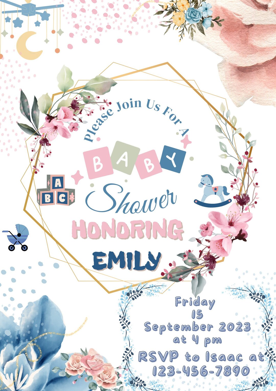 Electronic Baby Shower Invitation, Electronic Baby Shower, Gender Neutral Baby Shower, Baby