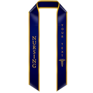 Embroidered Nursing Graduation Stole for Class of 2025  Medical Logo 5 Colors Available