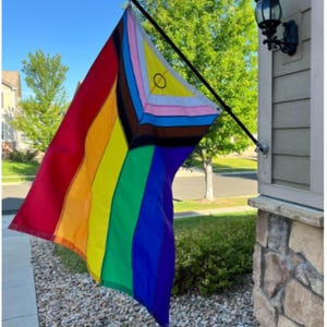 Embroidered Circle Outdoor Pride Flag 3x5 Ft Heavy Duty Nylon Sewn Stripes Garden Flag