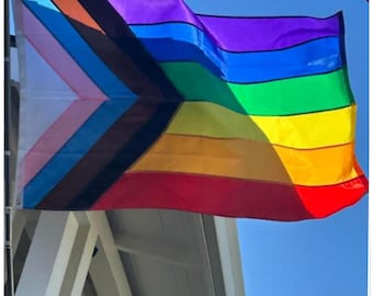 3*5 FT Sewn Progress Pride Flag – Inclusive Pride Design LGBTQIA+ Flags