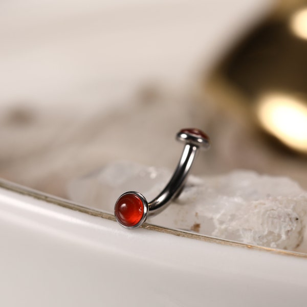 Wenkbrauw piercing sieraden verticale Labret toren piercing gebogen barbell 16g 6mm-10mm titanium buik ringen Daith oorbellen schijfvorm Sardonyx